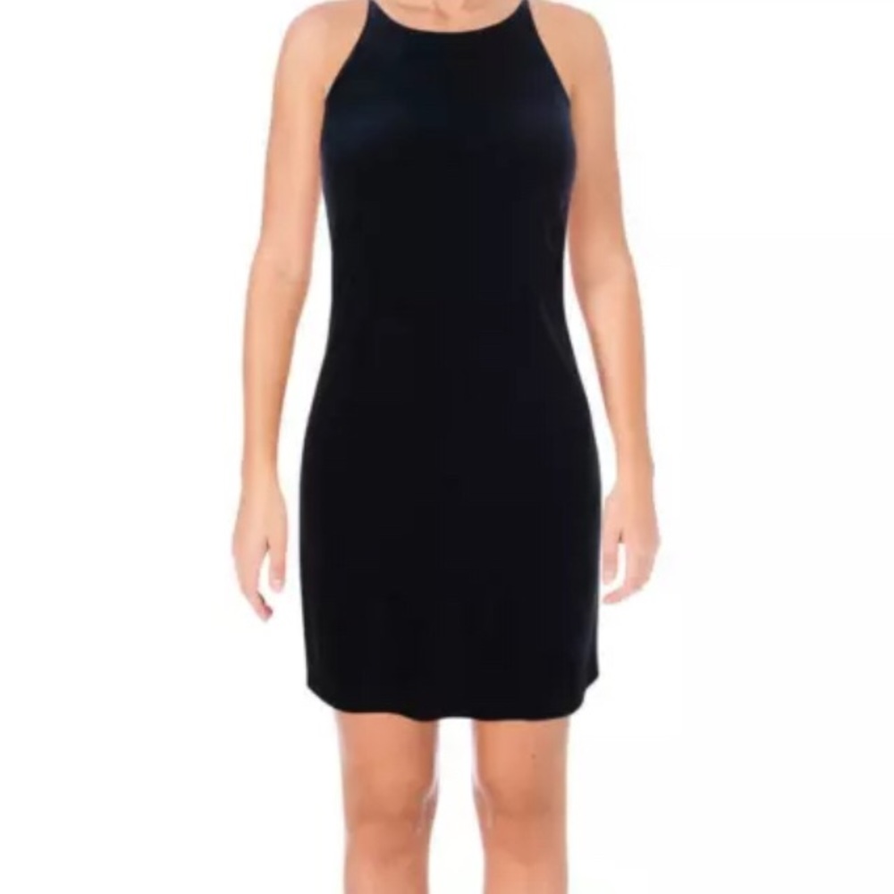 Aqua Navy Velvet Cocktail Dress